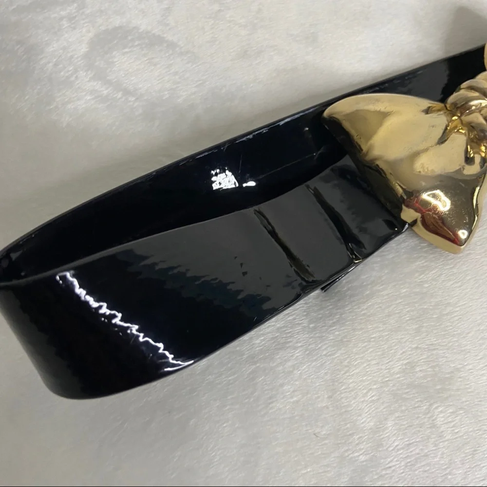 Accessories NYC Faux Patent Leather Bow Waist Belt 30
